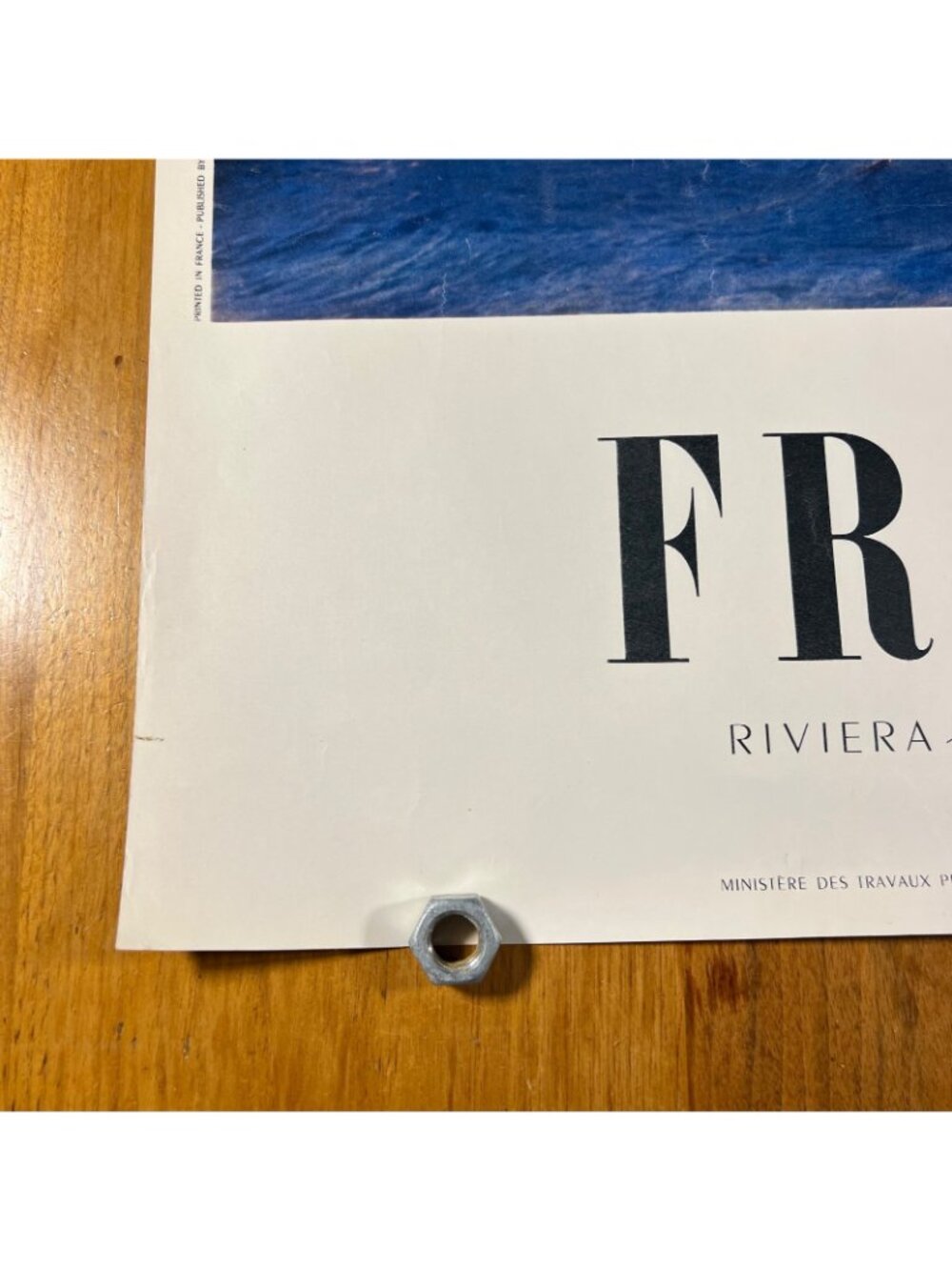 1950s ORIGINAL FRENCH TRAVEL POSTER, Ship, Riviera, Cote D'Azur - 24-1/2"x39" - Picture 2 of 16